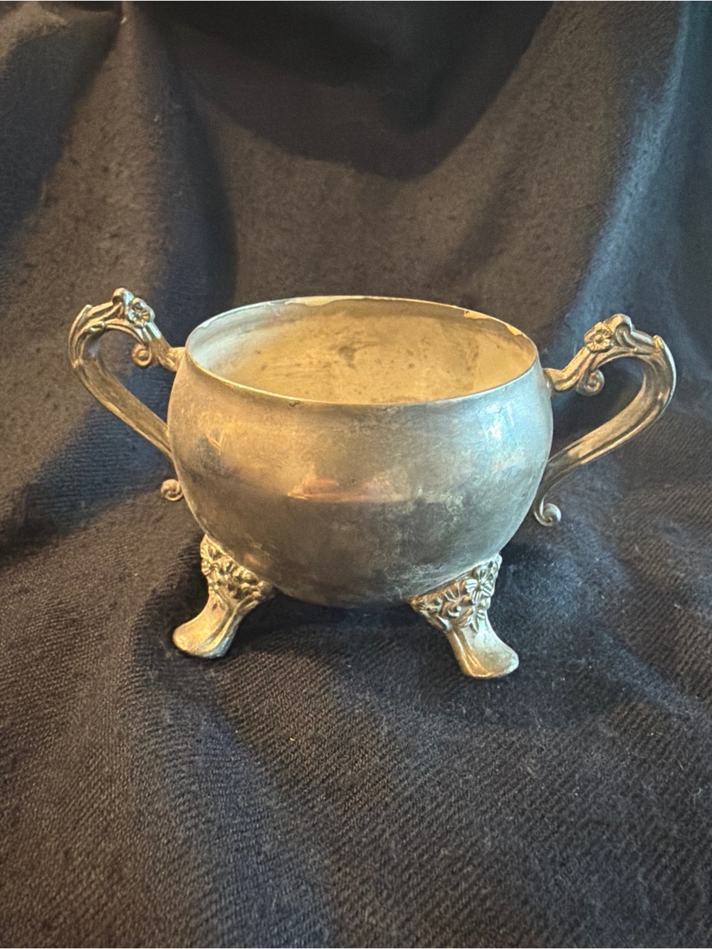 Vintage Elegance Silver Plated on Brass Two-Handle Sugar Bowl